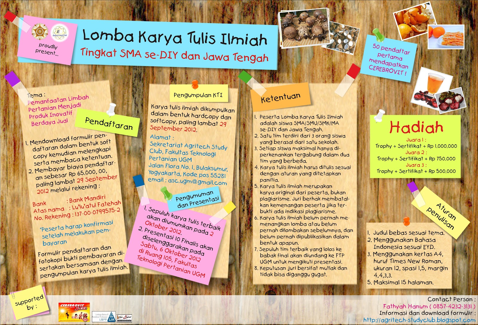 Lomba Karya Tulis Ilmiah Tingkat SMA/SMU/SMK/MA se-DIY dan 