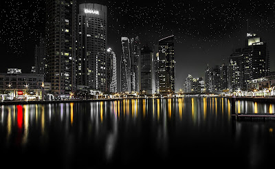 Dubai Cityscape Night Skyscraper Marina
