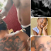 Davido reacts as lady tattoos his face and that of all his children on her back (Photos)