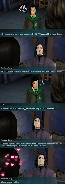 Hogwarts Mystery fotonovela snape flirteo