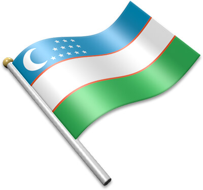 The Uzbekistani flag on a flagpole clipart image