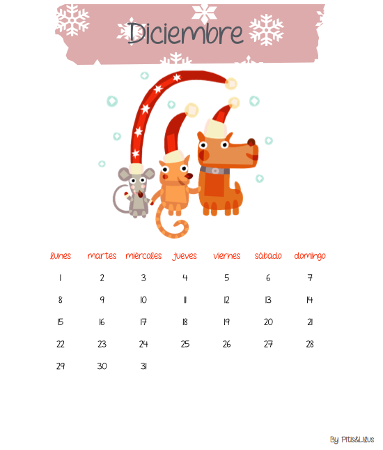 Calendario Diciembre Pitis&Lilus