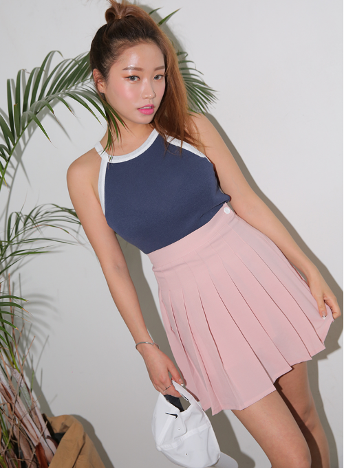 Zippered High Waist Tennis Skirt