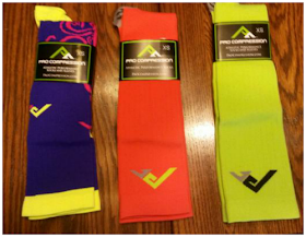 purple orange yellow compression socks