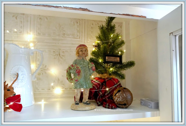 French -Farmhouse -Cottage -White -Dining- Room -Cabinet-Christmas -Vignettes-Vintage-Style-From My Front Porch To Yours