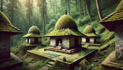 Mural-covered ruins of The Beatles Ashram in Rishikesh, a historical meditation site
