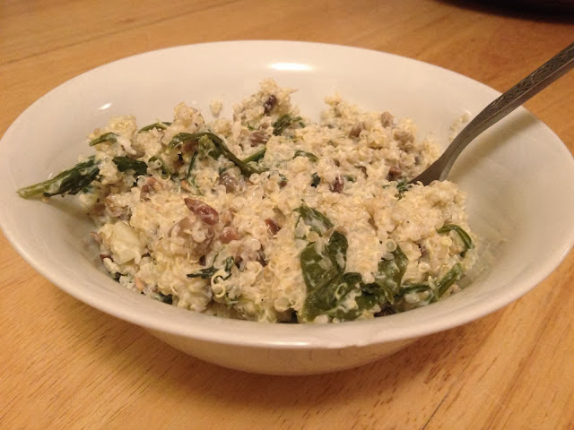 Fig and Rose Cheesy Quinoa Pilaf with Spinach