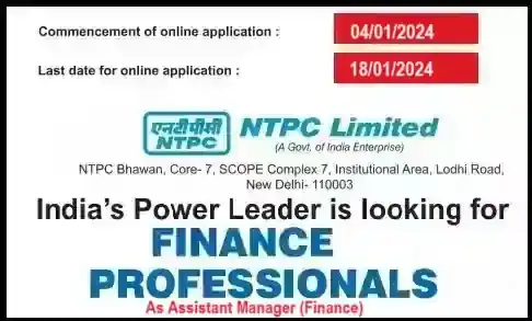 NTPC Assistant Manager Finance Vacancy Recruitment 2024