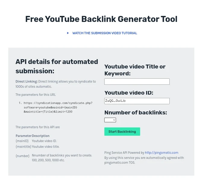 syndicationapp free YouTube backlink generator