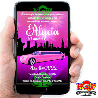 convite virtual, convite digital, convite online, limousine rosa, convite limousine rosa, convite virtual limousine rosa, convite digital limousine rosa