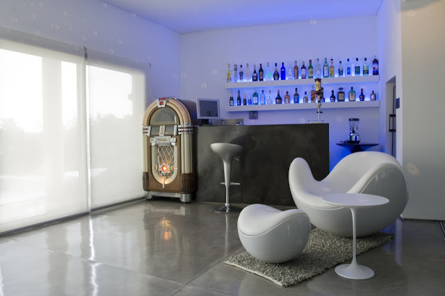 Modern bar with futuristic furniture 