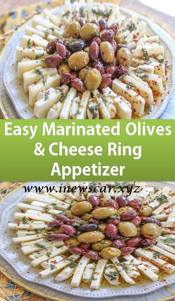 Easy Marinated Olives & Cheese Ring Appetizer