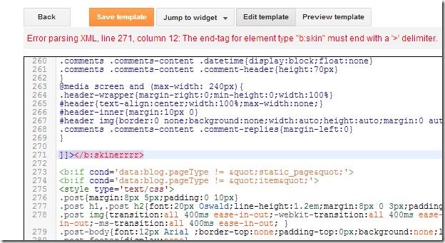 line number and error detector in new blogger template editor