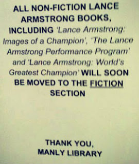 Manly Libraray ridicules Lance Armstrong