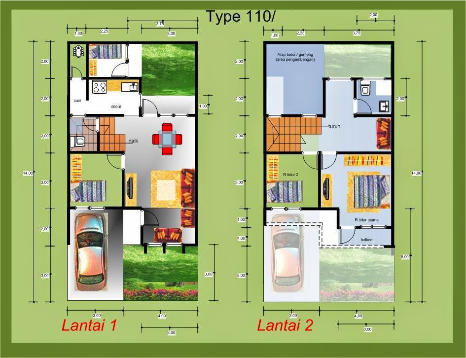  Rumah  Danielle Denah  Rumah  Minimalis  Modern 1 lantai  dan 2  lantai 