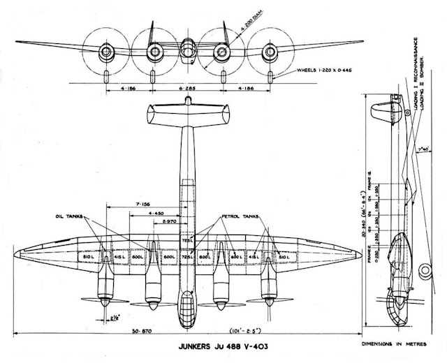 Junkers Ju 488 V.403 three view drawing