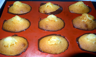 Madeleine dans moule avec chocolat fondu pour coque