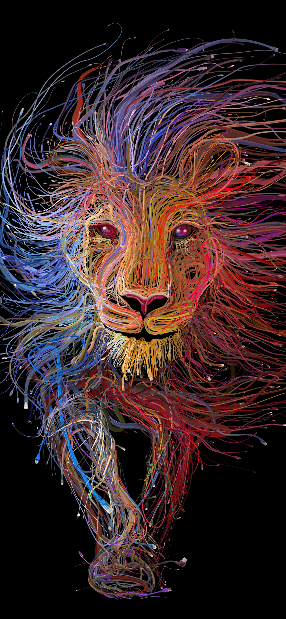 Lion art with cables wallpaper