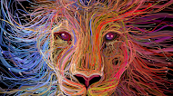 Lion art with cables wallpaper