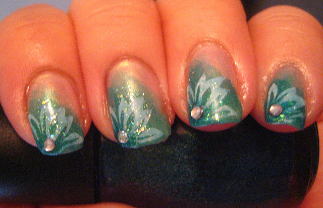 Teal Flower Manicure