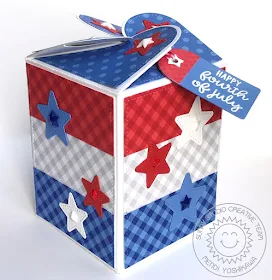 Sunny Studio Stamps: Fourth of July Red, White & Blue Patriotic Star Treat Box (using Wrap Around Box dies)