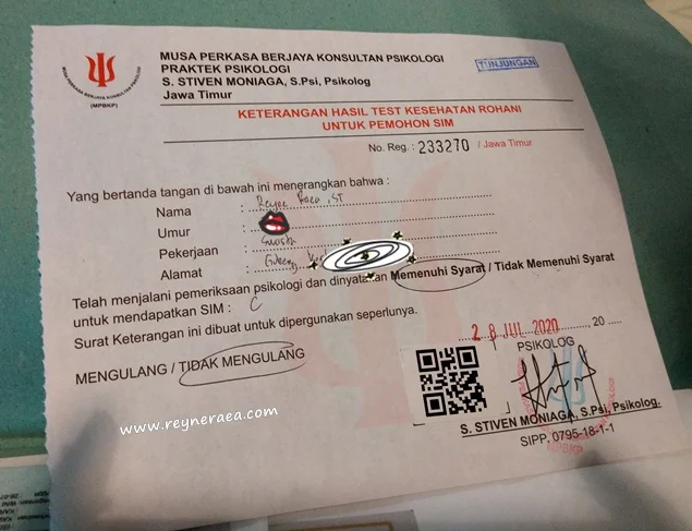 surat keterangan lulus psikotest untuk perpanjangan sim C