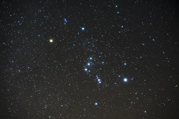 Orion constellation against a background of stars
