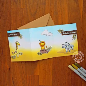 Sunny Studio Stamps: Savanna Safari Tropical Scenes Birthday Tri-Fold Card by Vanessa Menhorn