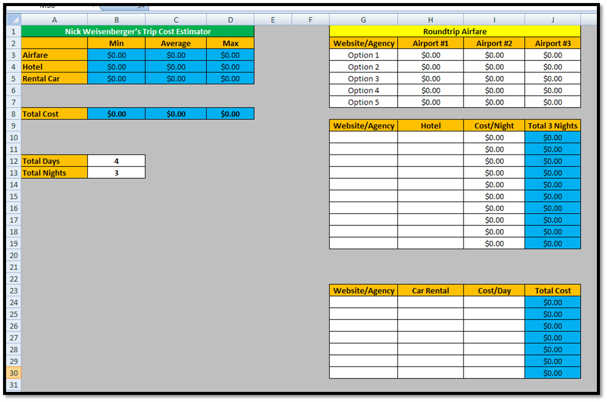 Collection Excel Spreadsheet Templates