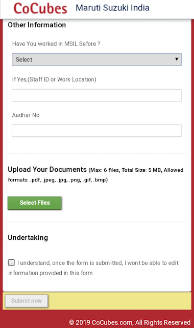 How apply maruti suzuki TW post form