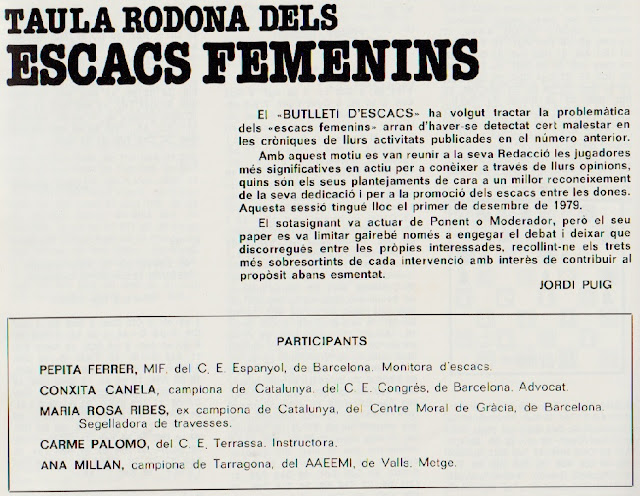 Artículo sobre el ajedrez femenino en España, año 1980