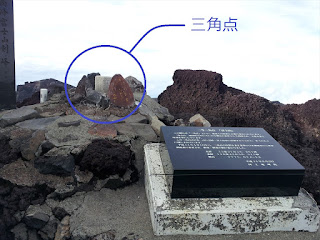 富士山 剣ヶ峰の三角点と説明板