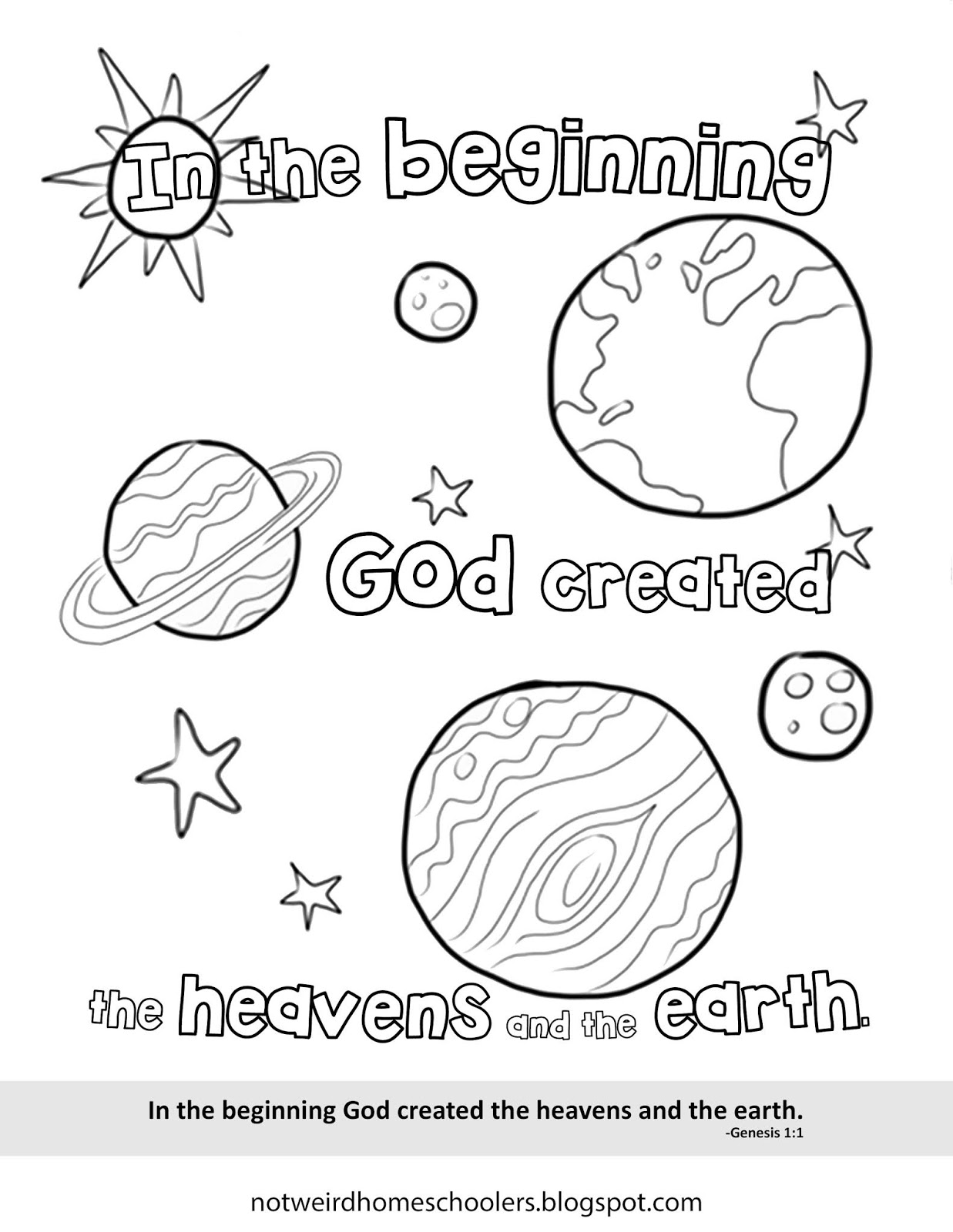 Download FREE HOMESCHOOLING RESOURCE!!! Genesis 1:1 Coloring Page