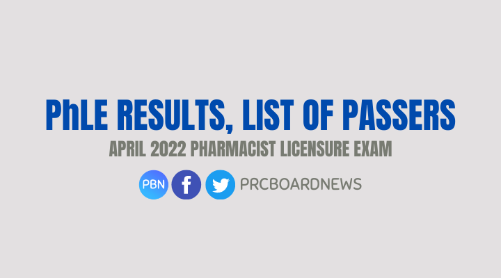 PhLE RESULT: April 2022 Pharmacist board exam list of passers