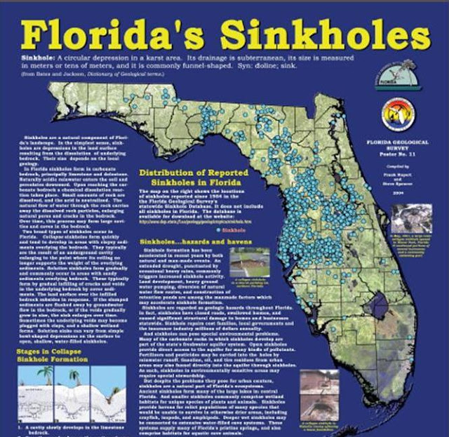 Map of Florida Sinkholes from Department of Environmental Protection!