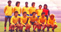 SELECCIÓN DE COLOMBIA - Temporada 1986-87 - Redín, Leonel Álvarez, Perea, Hoyos, Molina e Higuita; Coll, Gabriel Jaime Gómez, Chonto Herrera, Galeano y Valderrama - ARGENTINA 1 (Caniggia) COLOMBIA 2 (Gómez y Galeano) - 11/07/1987 - Copa América, partido por el tercer puesto - Buenos Aires, Argentina, estadio Monumental - En esta Copa América, URUGUAY fue el campéon y la Selección de Chile fue 2ª. Colombia obtuvo el tercer puesto, imponiéndose a los anfitriones