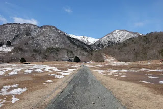 雪の溶けたスキー場の道