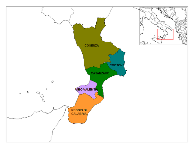 Map of Calabria wine region