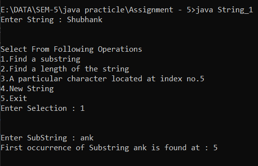 Find A Substring | Find A Length of The String | Find A Particular Character Located At Entered Index Number