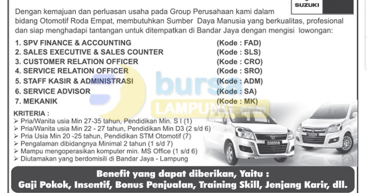 Recruitment PT. PERSADA LAMPUNG RAYA November 2014