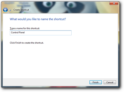 Memberi nama shortcut control panel