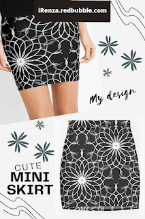 White mandala symmetric pattern Mini Skirt.