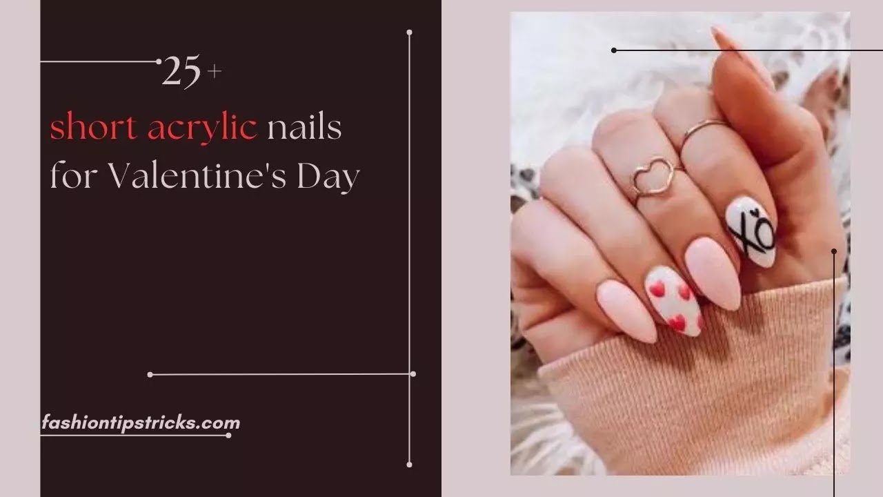 short acrylic nails for Valentine's Day