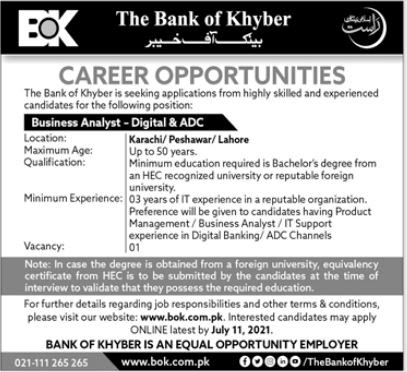 Khyber Bank Jobs | BoK Management Jobs 2021