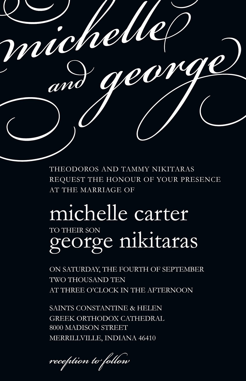 wedding invitations black and