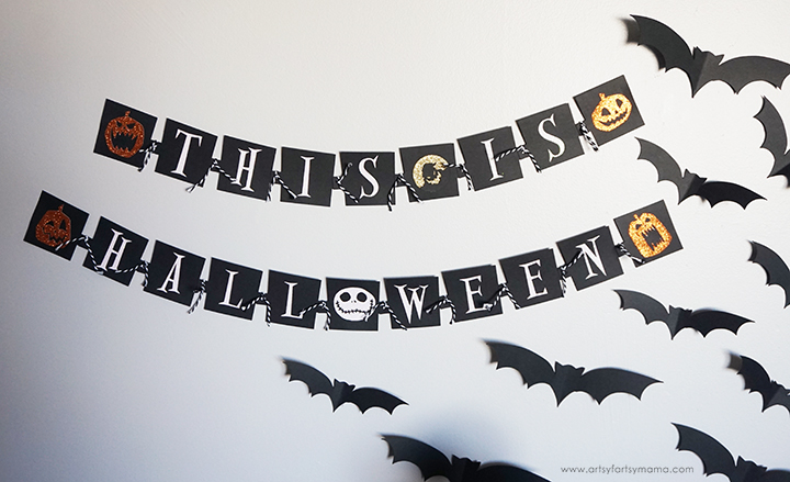 Nightmare Before Christmas Banner and Flying Bats