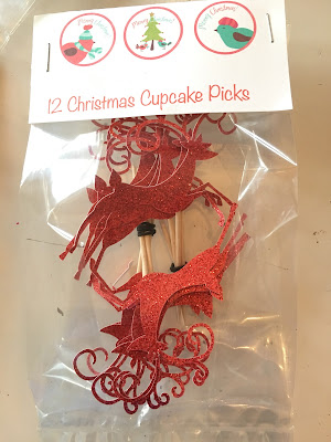 Christmas cupcake toothpics, Cricut, Glitter Christmas Toothpics, Sled toothpics, Christmas tree toothpicks, Deer head toothpicks. Cupcake toppers