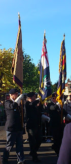 veterans flags on parade