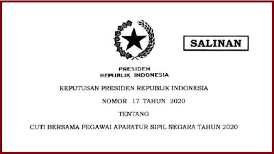 CUTI BERSAMA ASN TAHUN 2020 SESUAI KEPRES RI NOMOR 17 TAHUN 2020