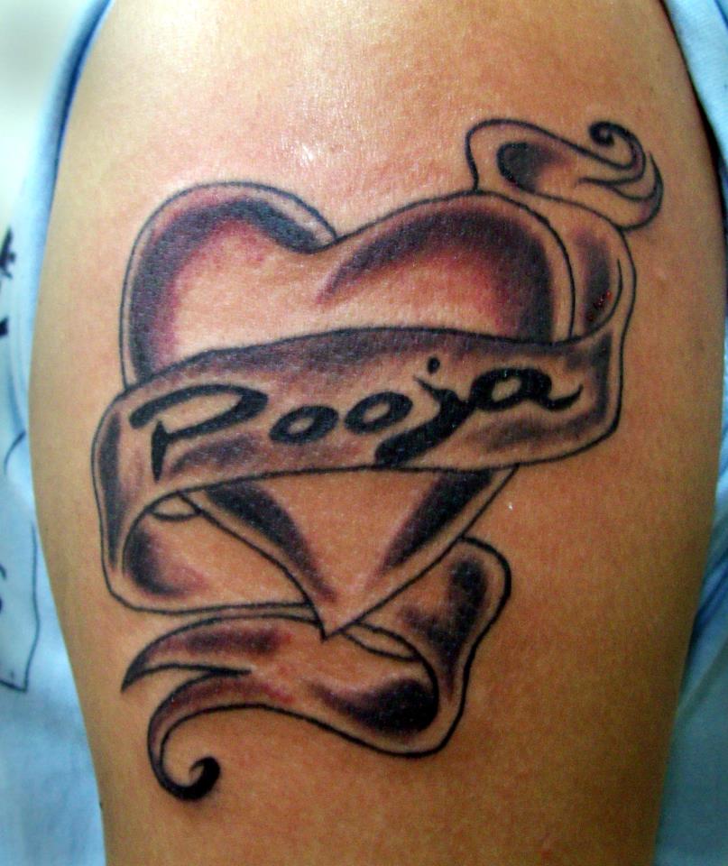  Tattoos Designs Pictures And Ideas Heart And Name Banner 